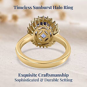Luxoro Premium Tanzanite and I3 Natural Yellow Diamond 3.00 ctw Sunburst Ring in 10K Yellow Gold (Size 7.0)