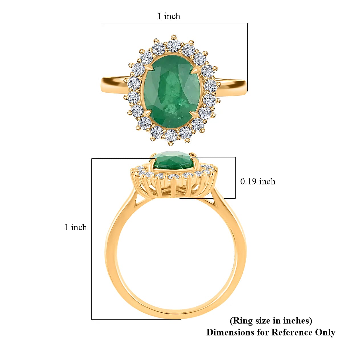 Iliana 18K Yellow Gold AAA Kagem Zambian Emerald and G-H SI Diamond Halo Ring (Size 10.5) 4.90 Grams 3.00 ctw