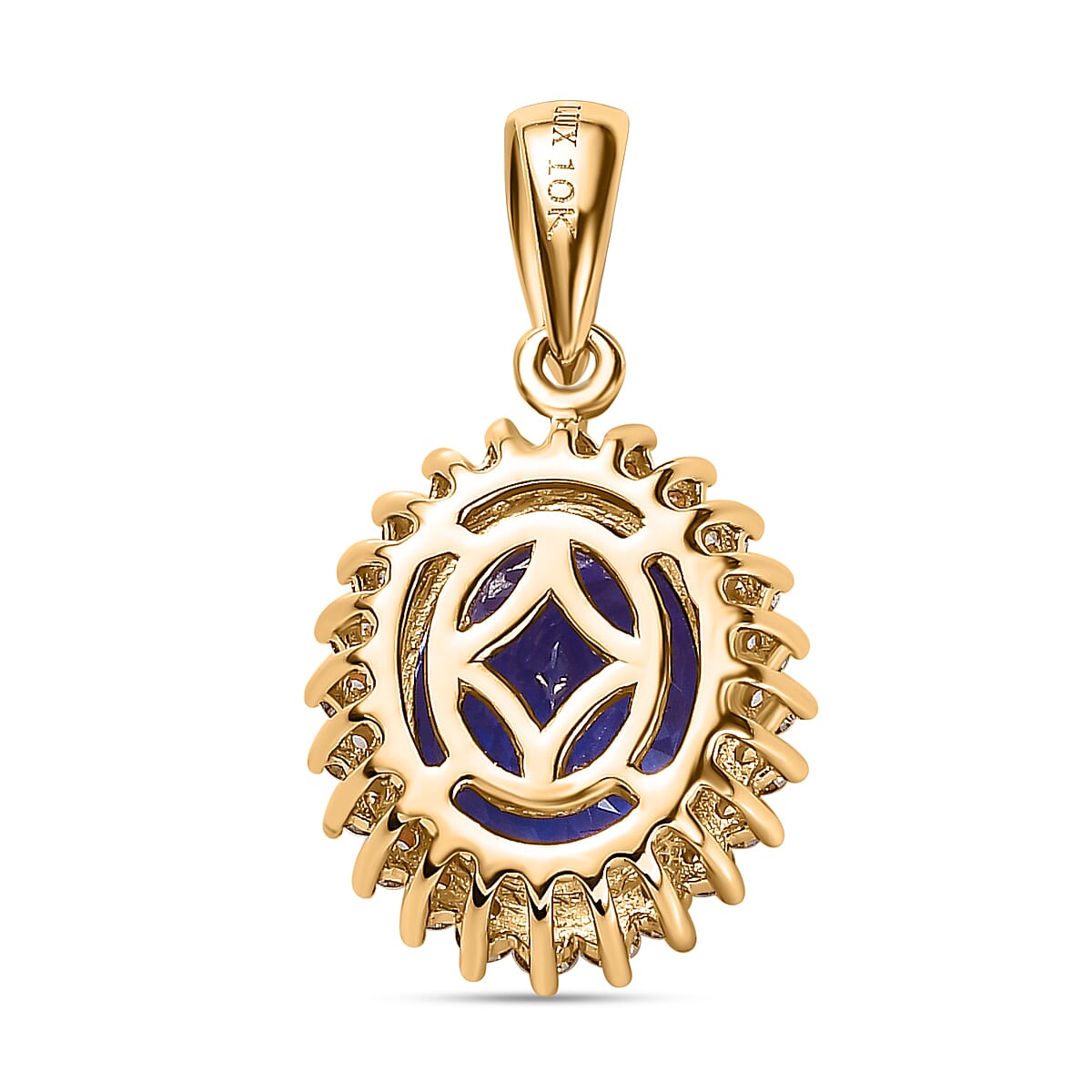 Luxoro 10K Yellow Gold Premium Tanzanite and I3 Natural Yellow Diamond Sunburst Pendant 3.00 ctw