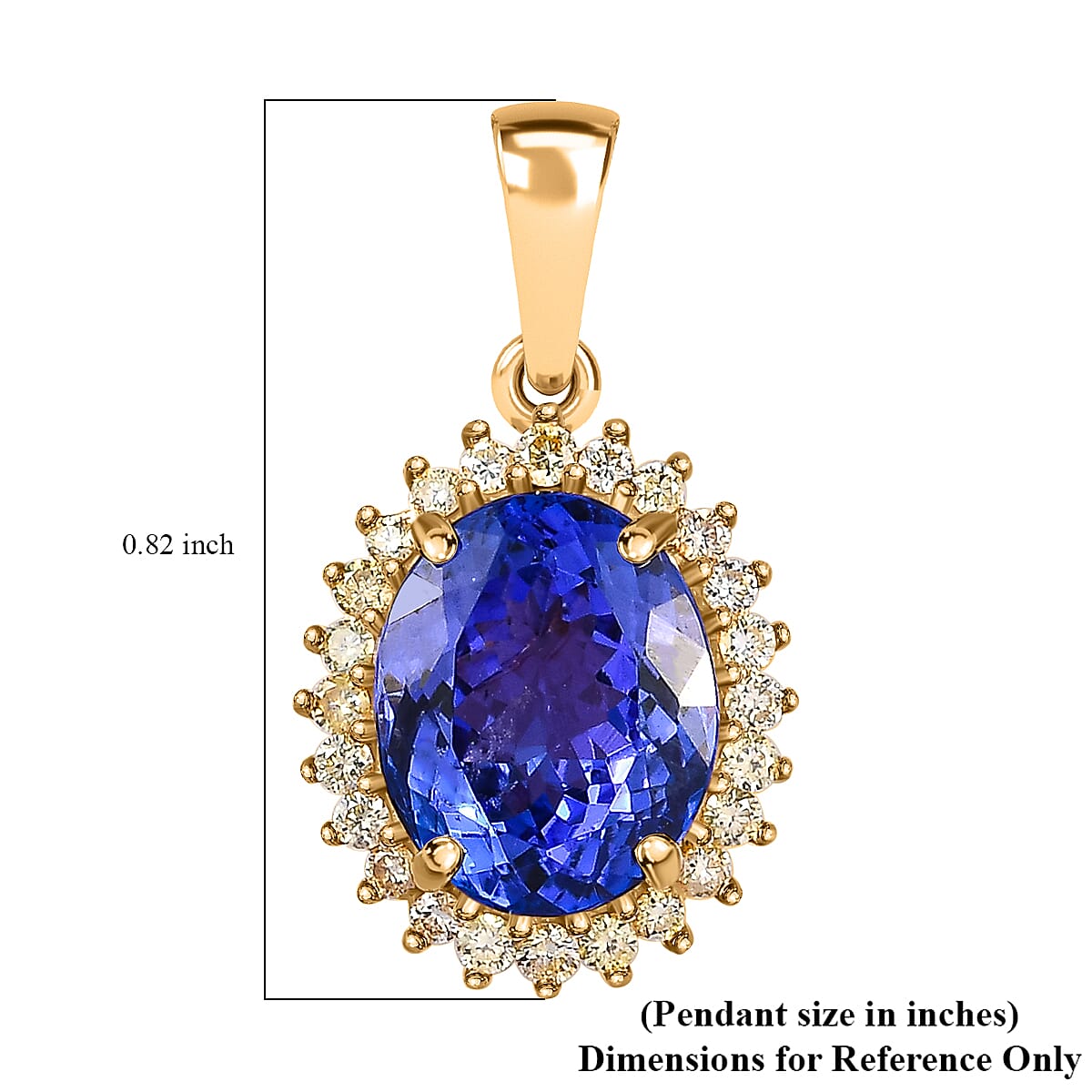 Luxoro 10K Yellow Gold Premium Tanzanite and I3 Natural Yellow Diamond Sunburst Pendant 3.00 ctw