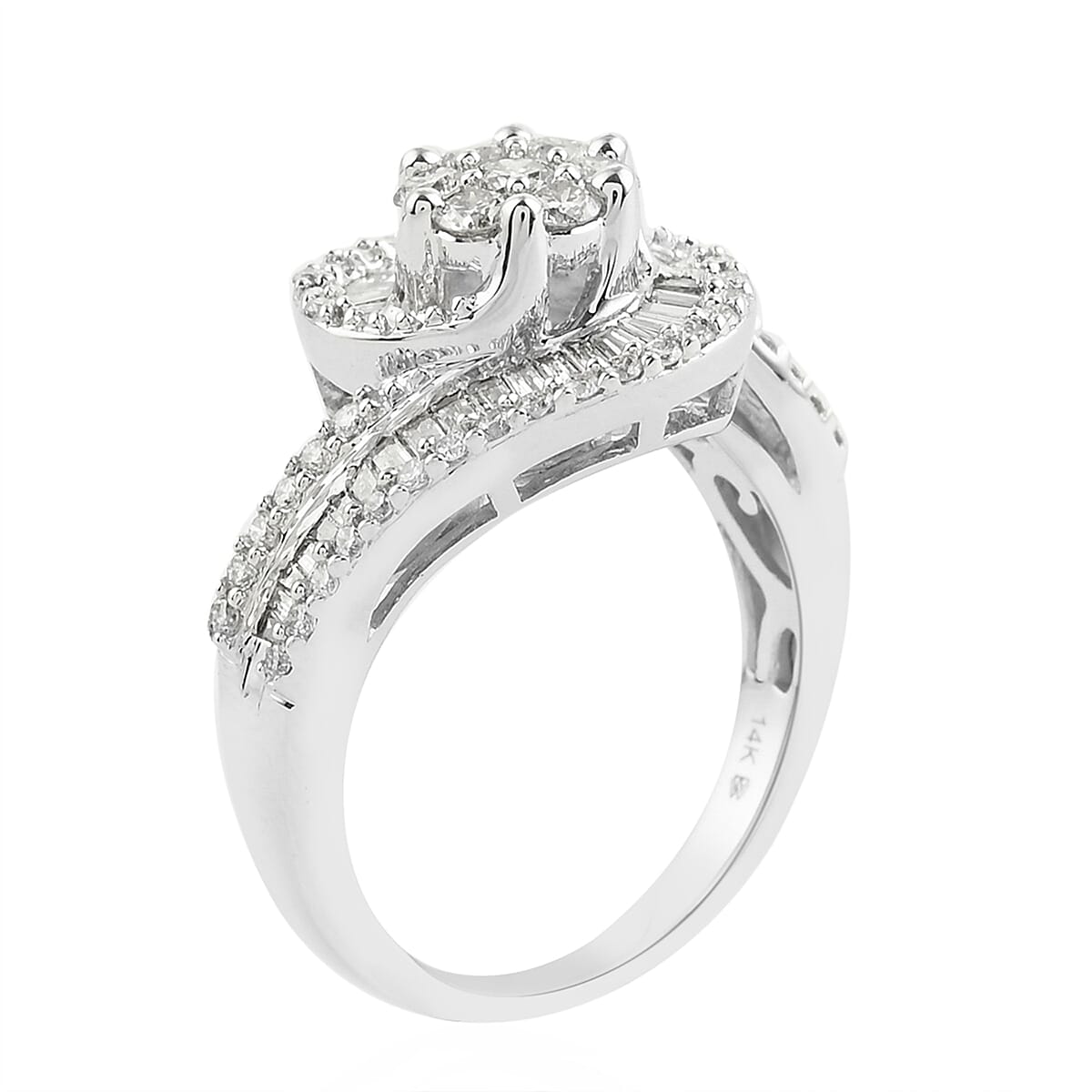 NY Closeout 14K White Gold G-H I2 Diamond Ring (Size 7.0) 5.30 Grams 1.00 ctw