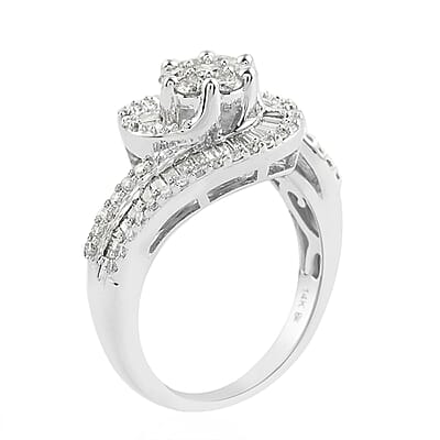 NY Closeout 14K White Gold G-H I2 Diamond Ring (Size 7.0) 5.30 Grams 1.00 ctw