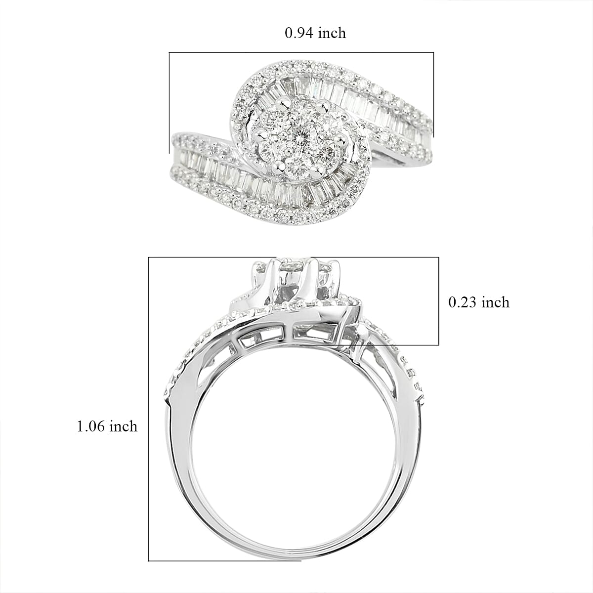 NY Closeout 14K White Gold G-H I2 Diamond Ring (Size 7.0) 5.30 Grams 1.00 ctw