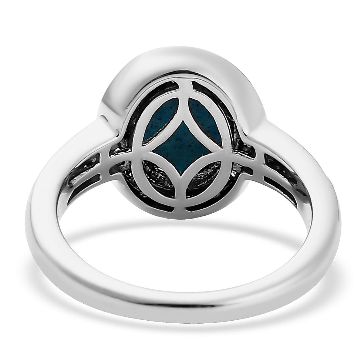 Sleeping Beauty Turquoise and Natural Champagne Diamond Halo Ring in Platinum Over Sterling Silver (Size 10.0) 1.90 ctw