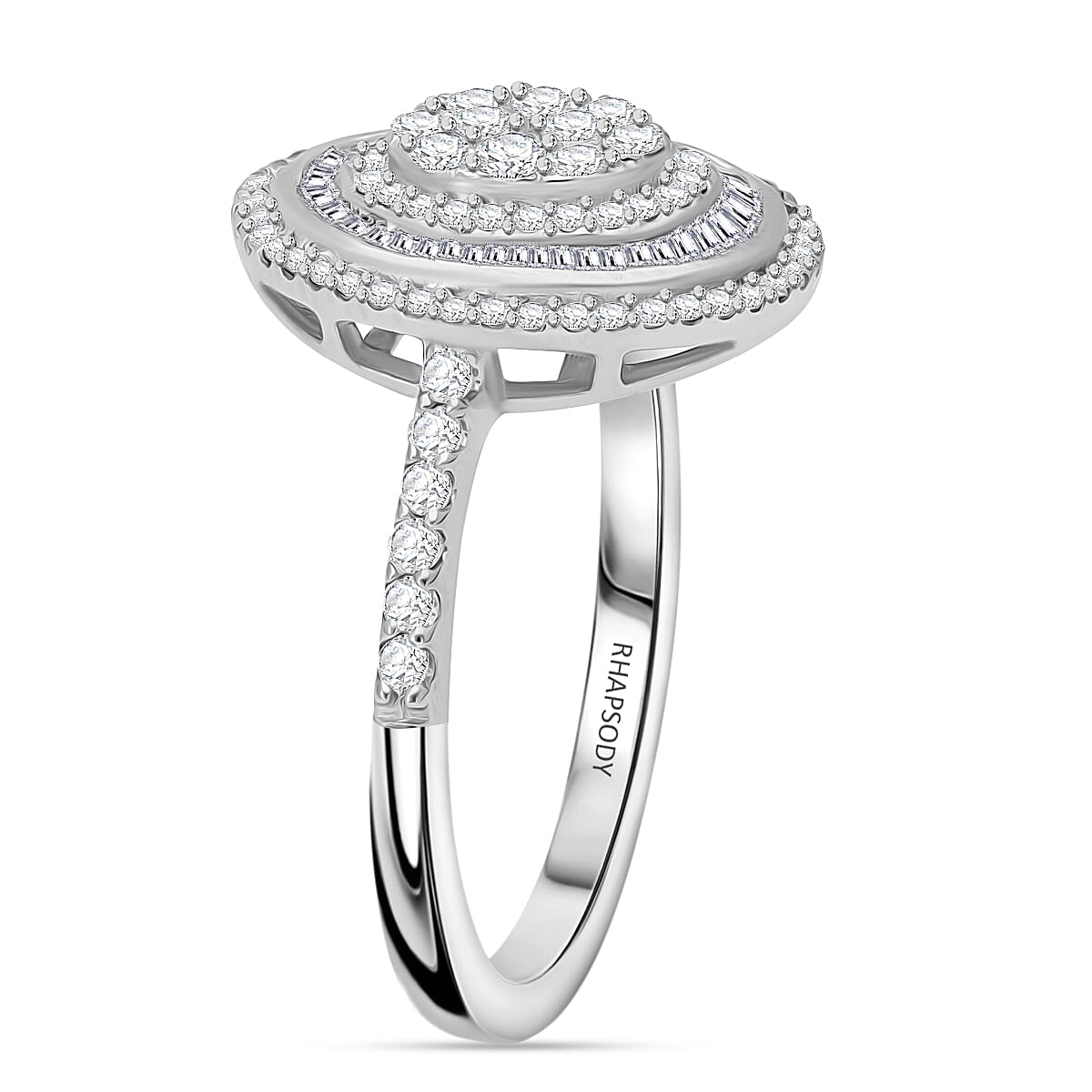 Rhapsody IGI Certified 950 Platinum E-F VS Diamond Cluster Ring (Size 10.5) 6.40 Grams 1.00 ctw image number 3