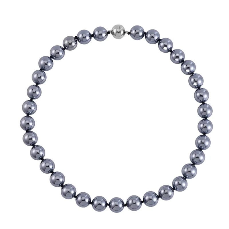 Terahertz 590.00 ctw Beaded Necklace (20 Inches) in Rhodium Over Sterling Silver with Magnetic Lock