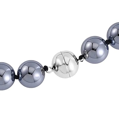 Terahertz 590.00 ctw Beaded Necklace, Rhodium Over Sterling Silver Necklace with Magnetic Lock, 20 Inch Necklace, Beaded Jewelry