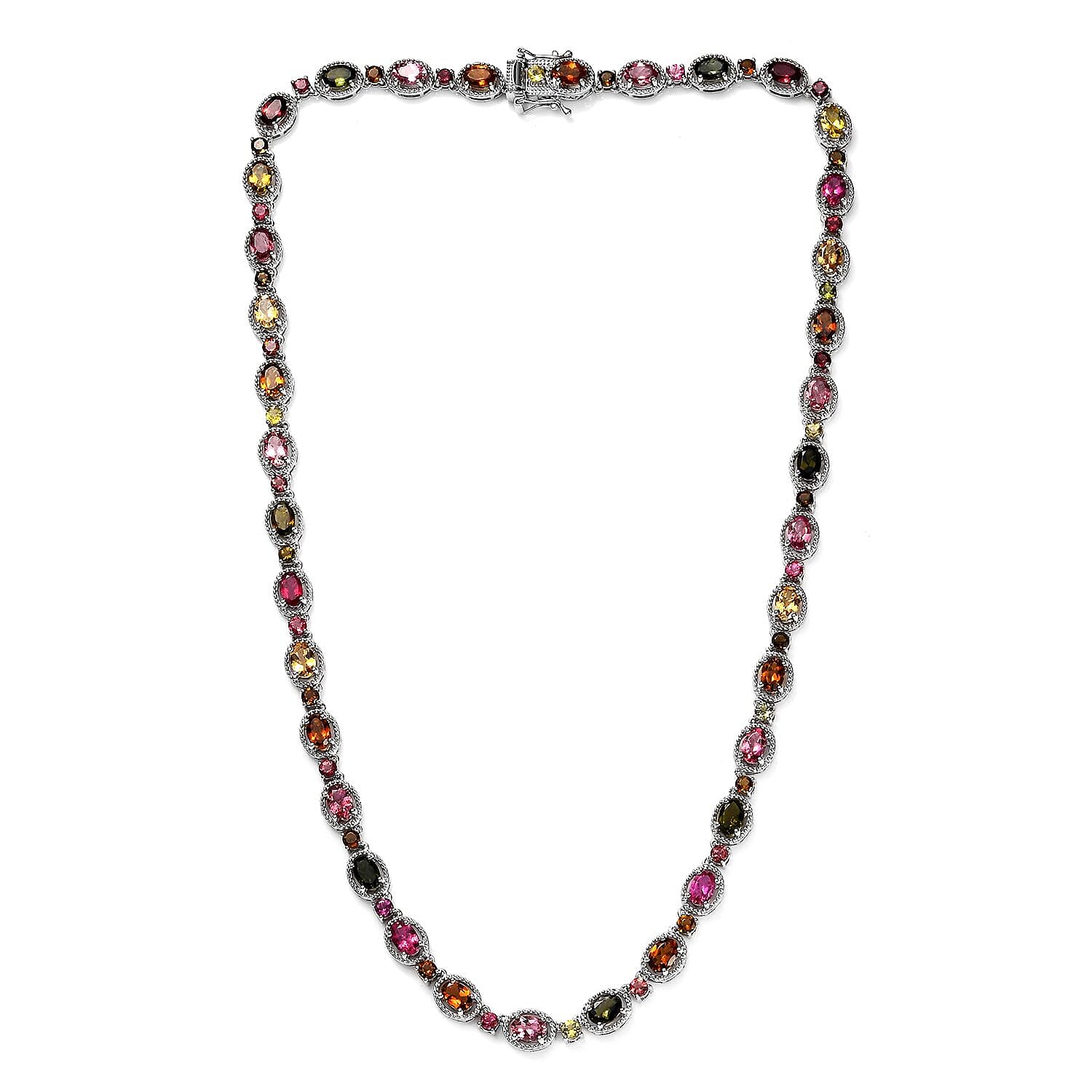 D'Joy Multi-Tourmaline Necklace 18 Inches in Platinum Over Sterling Silver 22.75 ctw