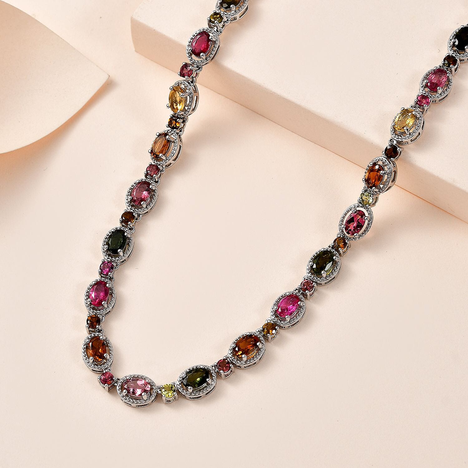 D'Joy Multi-Tourmaline Necklace 18 Inches in Platinum Over Sterling Silver 22.75 ctw