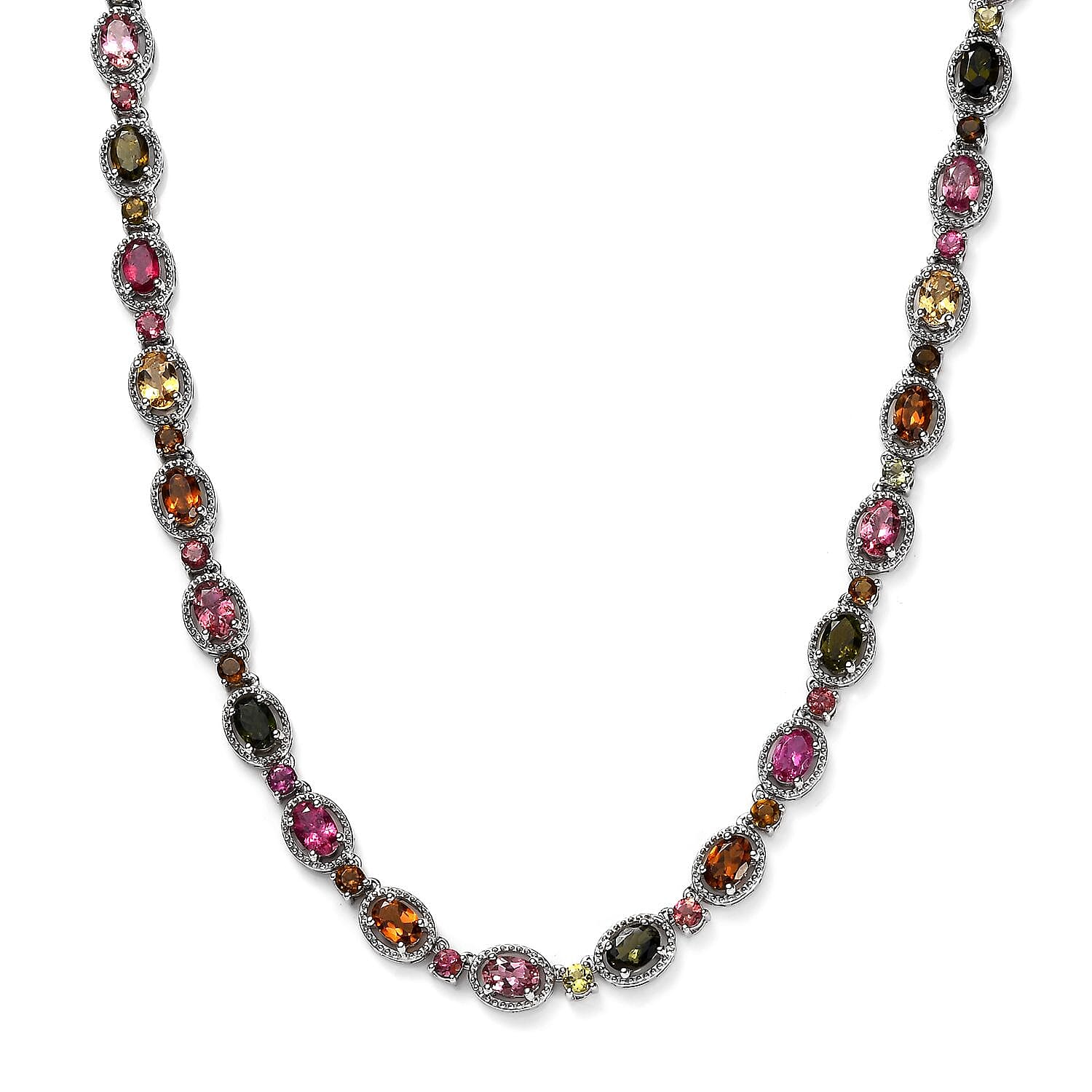 D'Joy Multi-Tourmaline Necklace 18 Inches in Platinum Over Sterling Silver 22.75 ctw