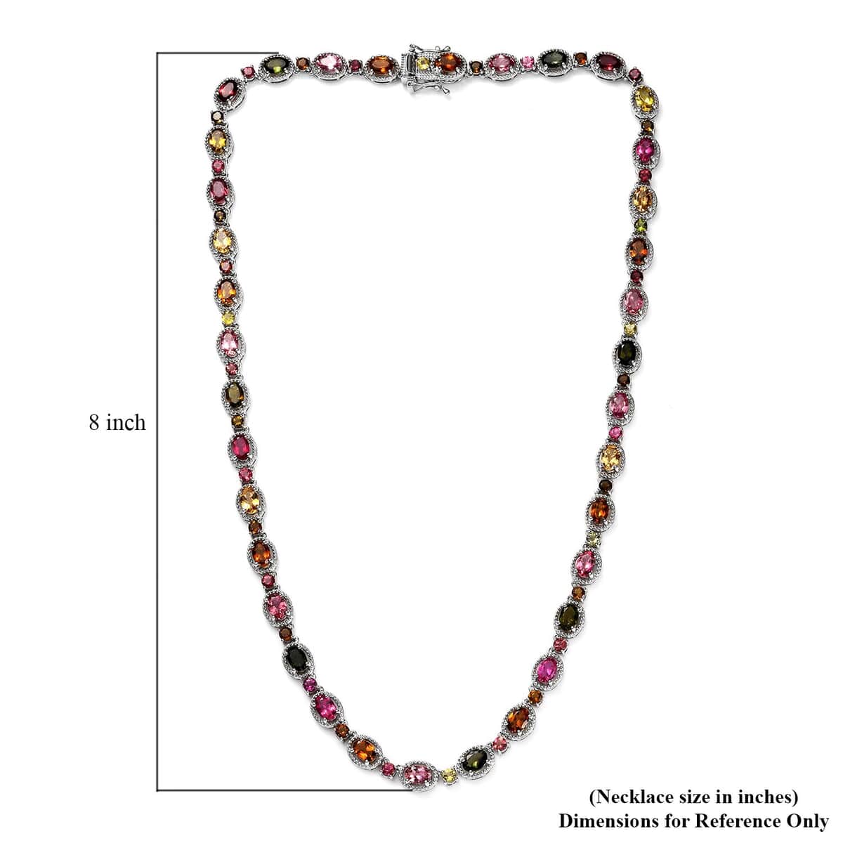 Multi-Tourmaline Necklace 18 Inches in Platinum Over Sterling Silver 22.75 ctw image number 4