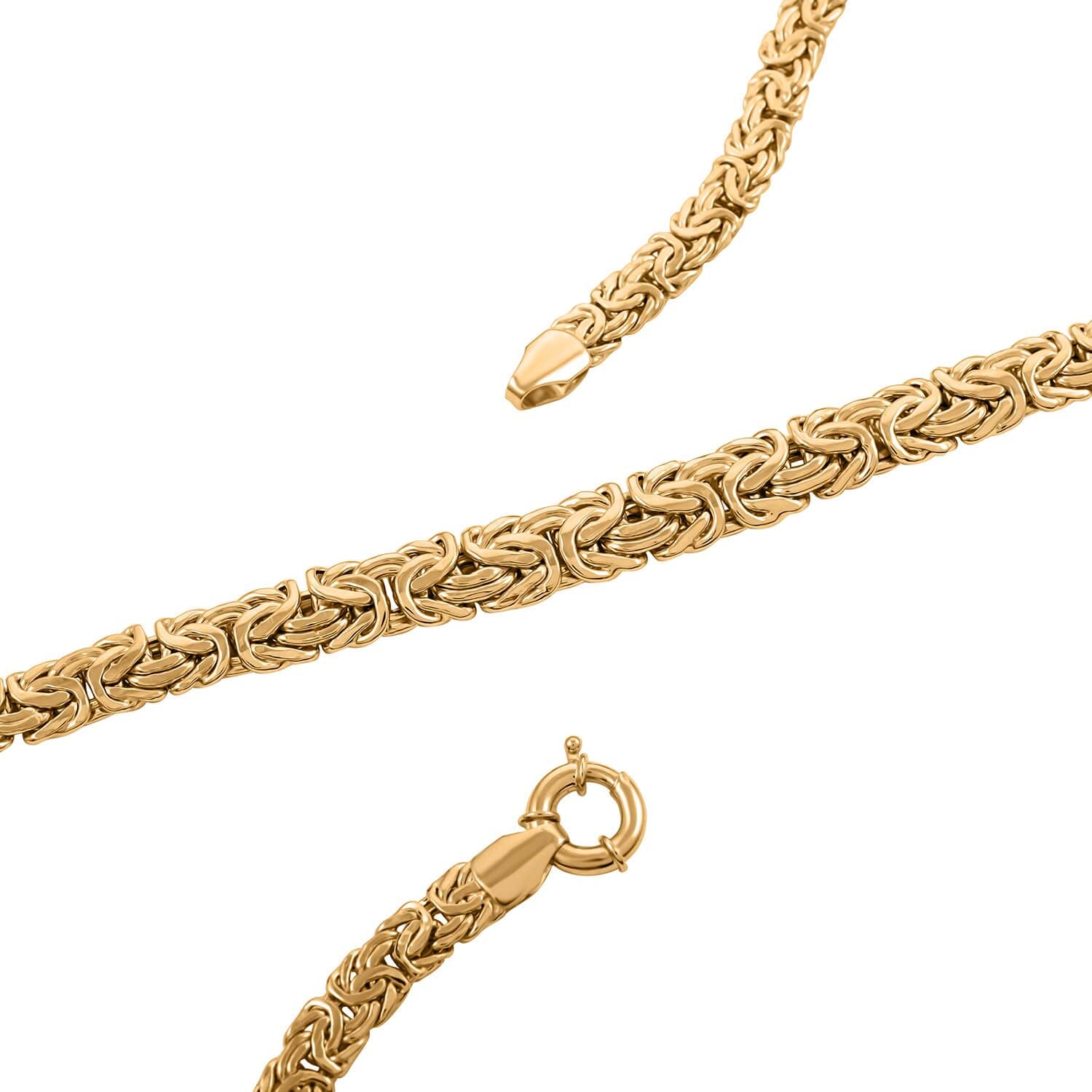 14K Yellow Gold 8.75mm Graduated Flat Byzantine Necklace 17 Inches 15.30  Grams