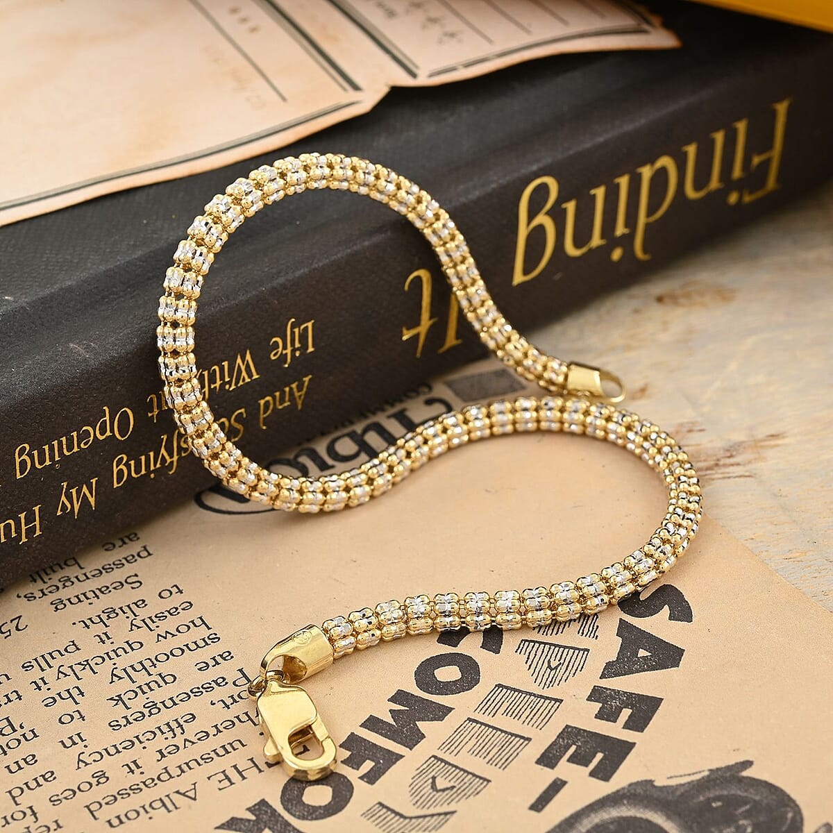 10K Yellow and White Gold Ice Bracelet (7.50 In) (7.60 g) image number 1