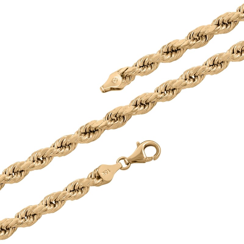 10K Yellow Gold 6mm Rope Necklace 26 Inches 13 Grams