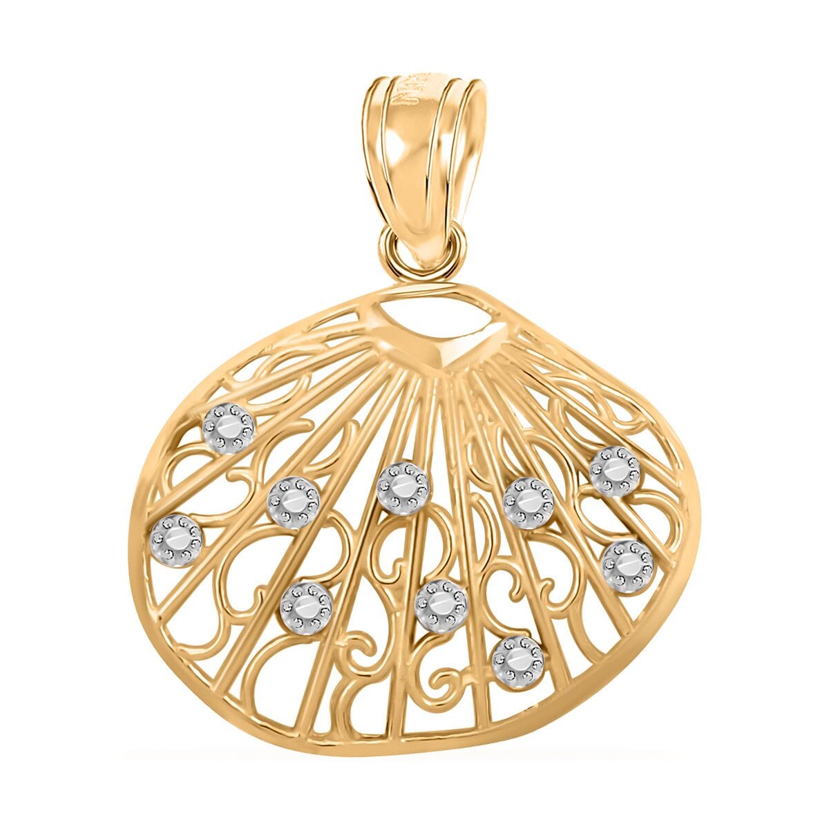 Made In America 10K Yellow and White Gold Sea Shell Pendant 1 Grams image number 0