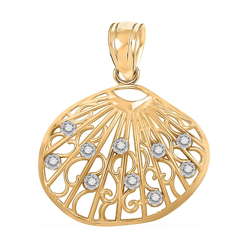 Made In America 10K Yellow and White Gold Sea Shell Pendant 1 Grams