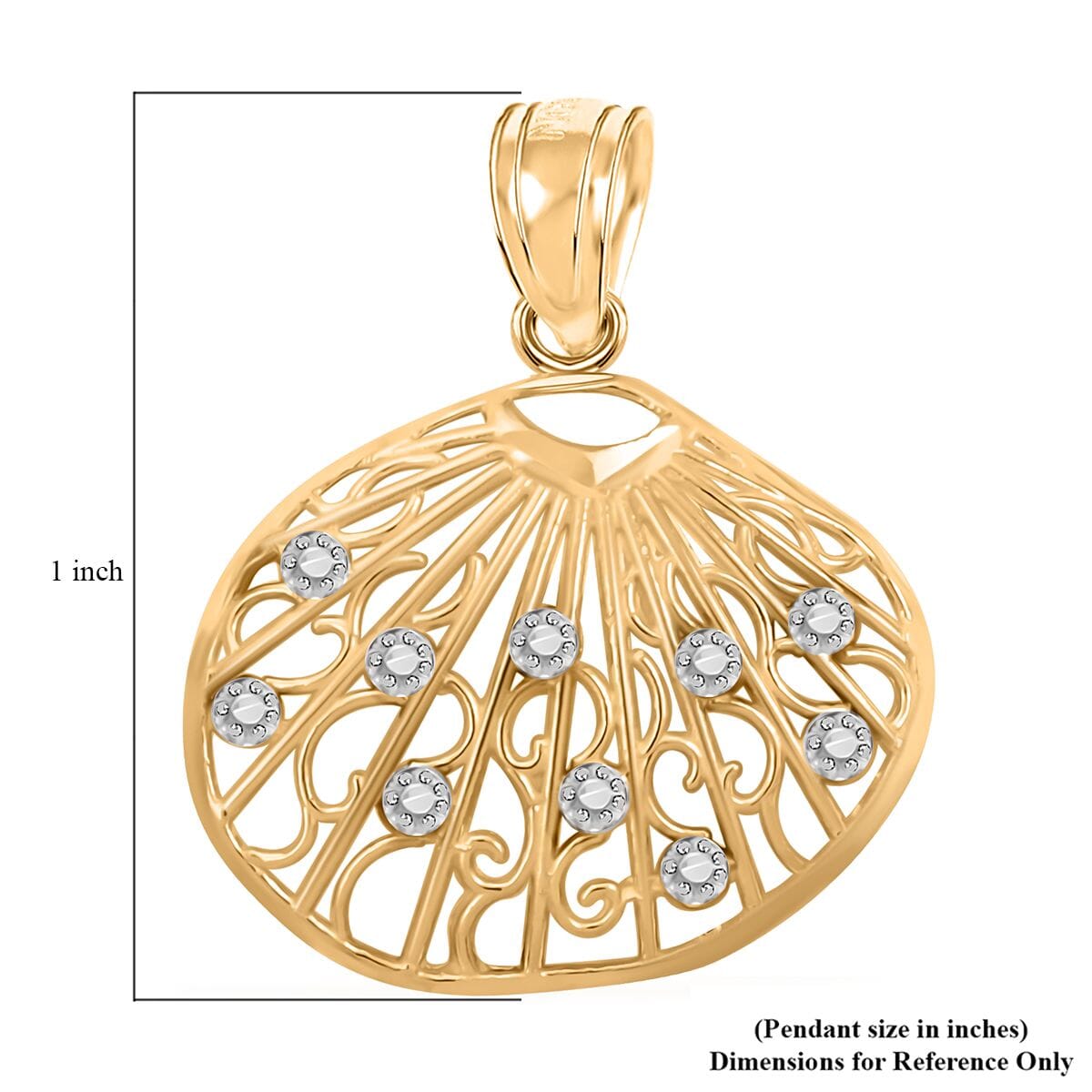 Made In America 10K Yellow and White Gold Sea Shell Pendant 1 Grams image number 4