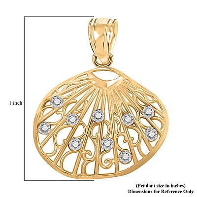 Made In America 10K Yellow and White Gold Sea Shell Pendant 1 Grams