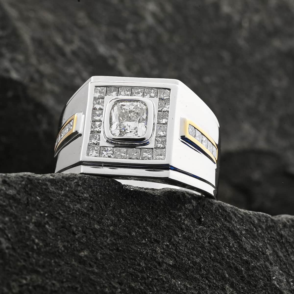 Modani 14K Yellow and White Gold I-J I2-I3 Diamond Men's Ring 9.90 Grams 2.10 ctw image number 1