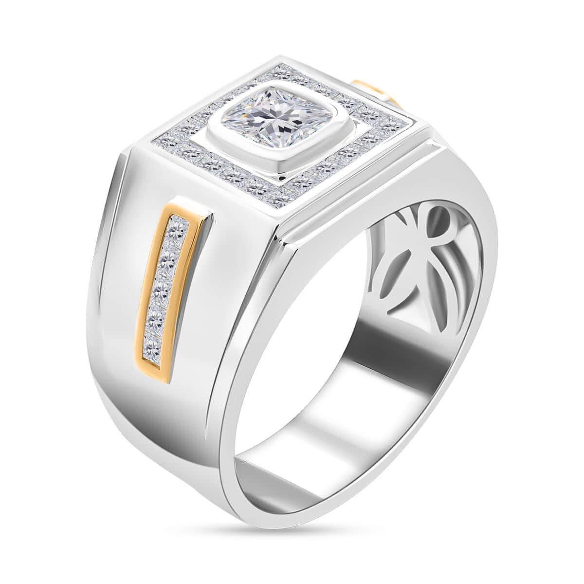 Modani 14K Yellow and White Gold I-J I2-I3 Diamond Men's Ring 9.90 Grams 2.10 ctw image number 3