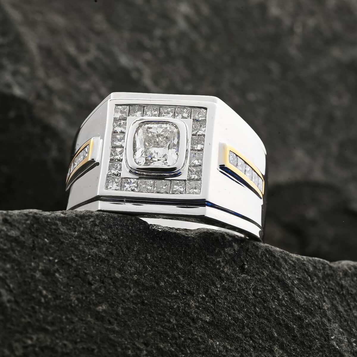 Modani 14K Yellow and White Gold I-J I2-I3 Diamond Men's Ring (Size 11.0) 9.90 Grams 2.10 ctw image number 1