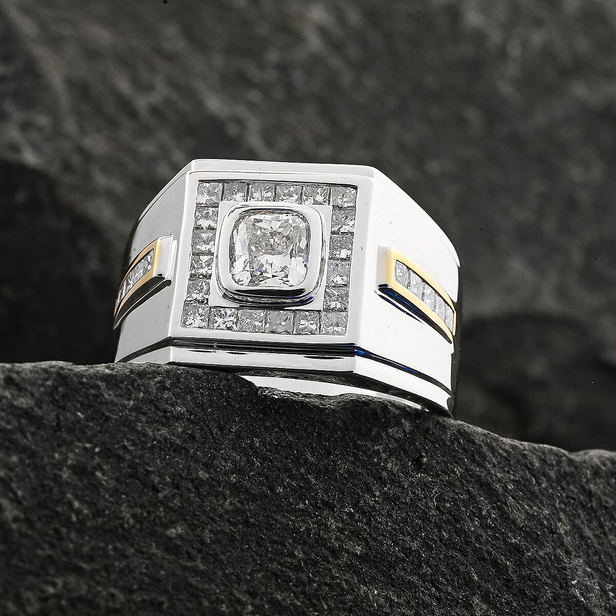 Modani 14K Yellow and White Gold I-J I2-I3 Diamond Men's Ring (Size 14.0) 9.90 Grams 2.10 ctw image number 1