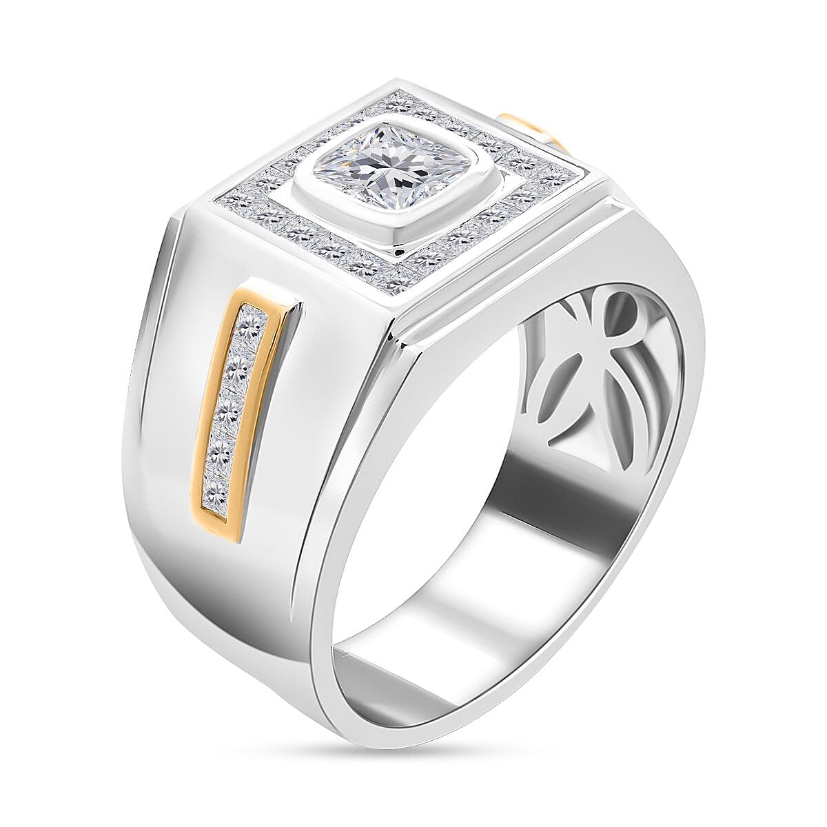 Modani 14K Yellow and White Gold I-J I2-I3 Diamond Men's Ring (Size 14.0) 9.90 Grams 2.10 ctw image number 3