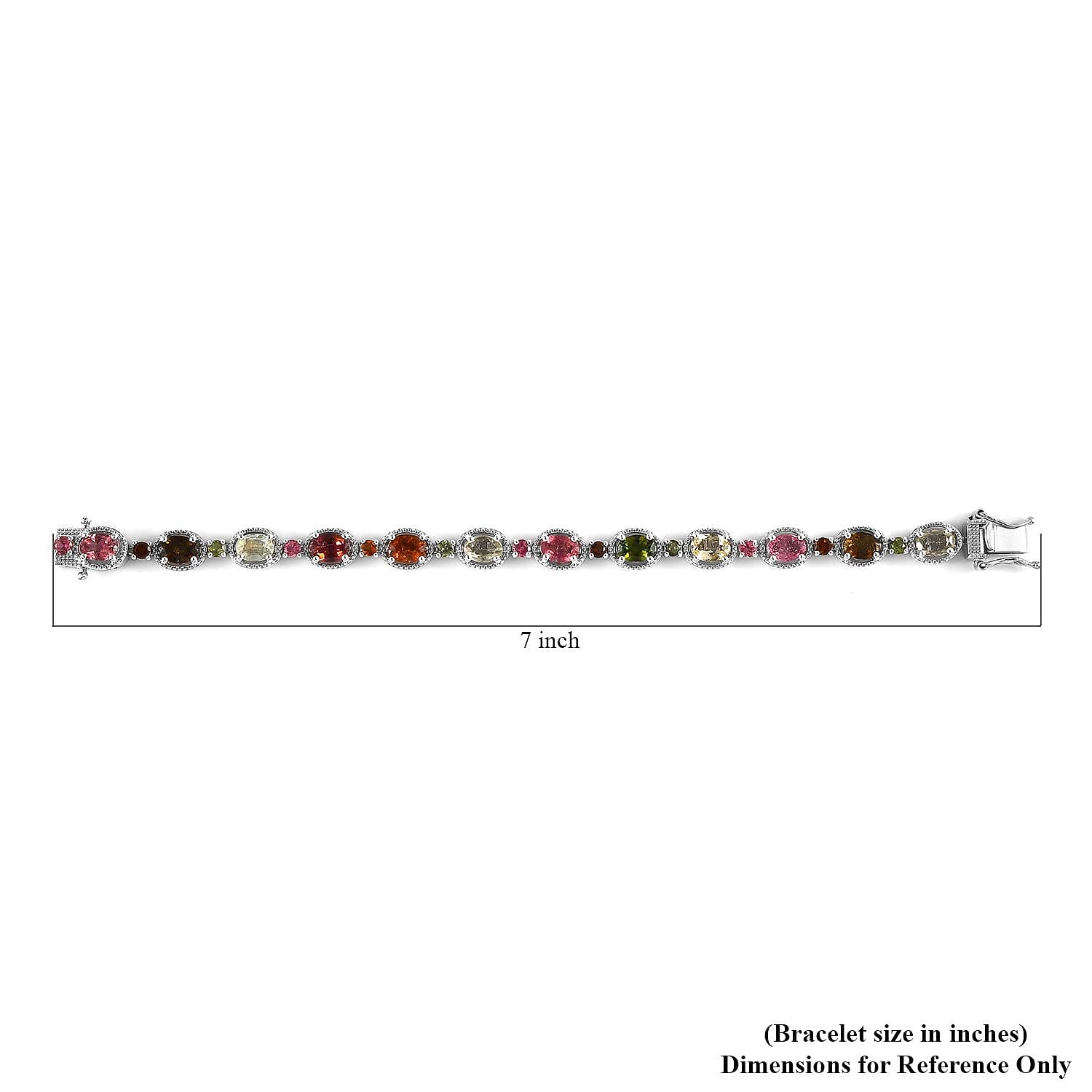 Multi-Tourmaline Bracelet in Platinum Over Sterling Silver (6.50 In) 9.75 ctw