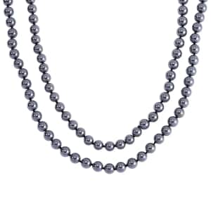 Terahertz Beaded Necklace, 36 Inch Beads Necklace, Rhodium Over Sterling Silver Necklace, Terahertz Jewelry with Magnetic Lock 349.15 ctw