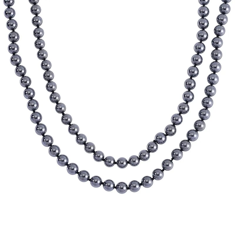 Terahertz 349.15 ctw Beaded Necklace (36 Inch) in Rhodium Over Sterling Silver