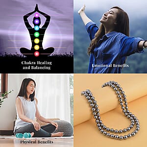 Terahertz 349.15 ctw Beaded Necklace, 36 Inch Beads Necklace, Rhodium Over Sterling Silver Necklace, Terahertz Jewelry with Magnetic Lock