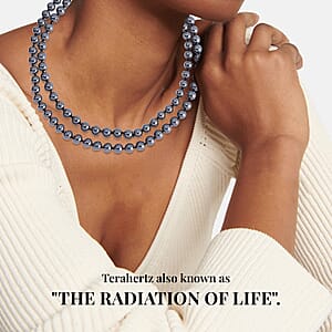 Terahertz 349.15 ctw Beaded Necklace, 36 Inch Beads Necklace, Rhodium Over Sterling Silver Necklace, Terahertz Jewelry with Magnetic Lock