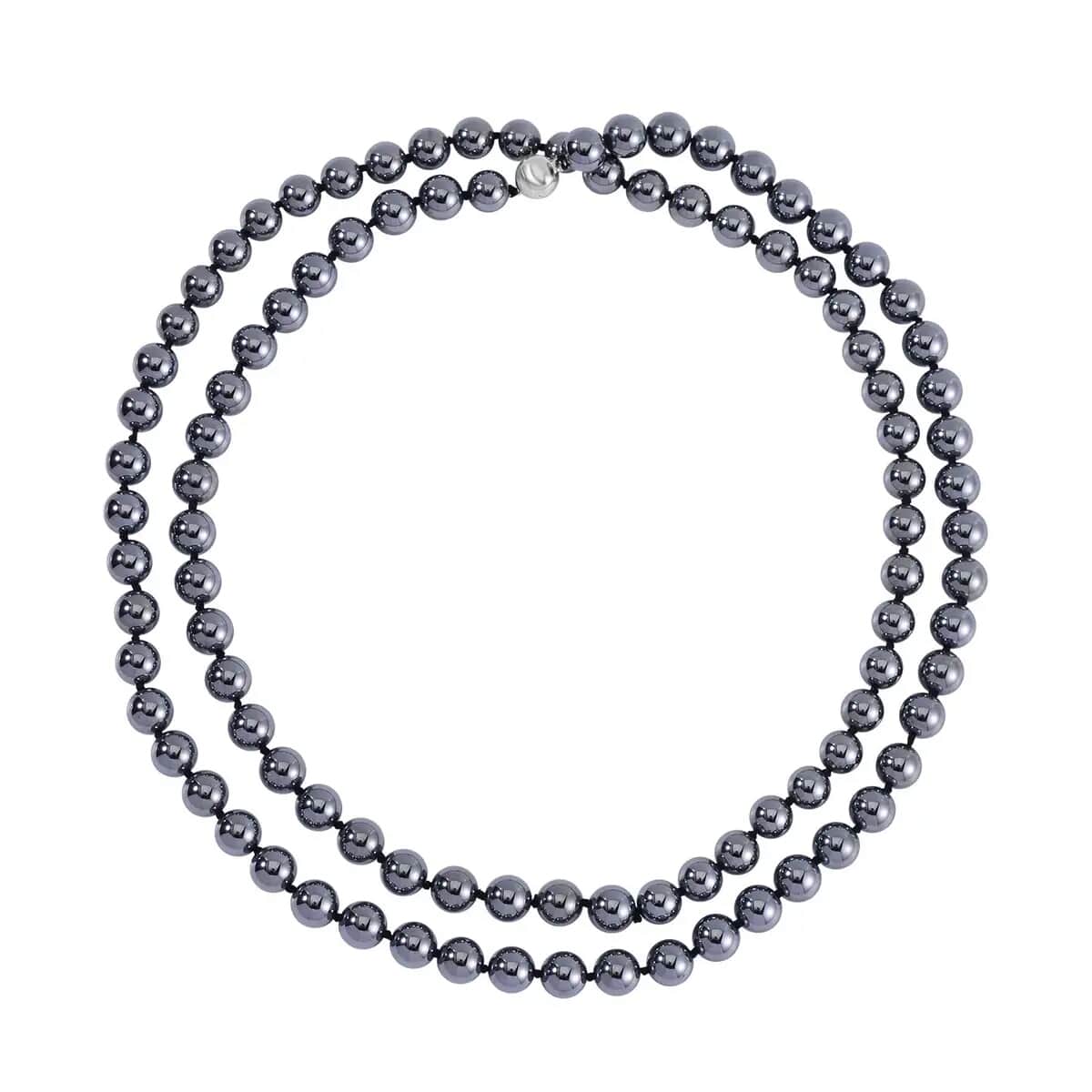 Terahertz 349.15 ctw Beaded Necklace, 36 Inch Beads Necklace, Rhodium Over Sterling Silver Necklace, Terahertz Jewelry with Magnetic Lock image number 4