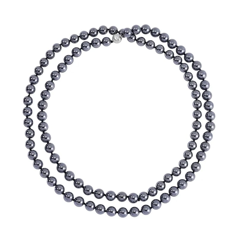 Terahertz 349.15 ctw Beaded Necklace (36 Inch) in Rhodium Over Sterling Silver