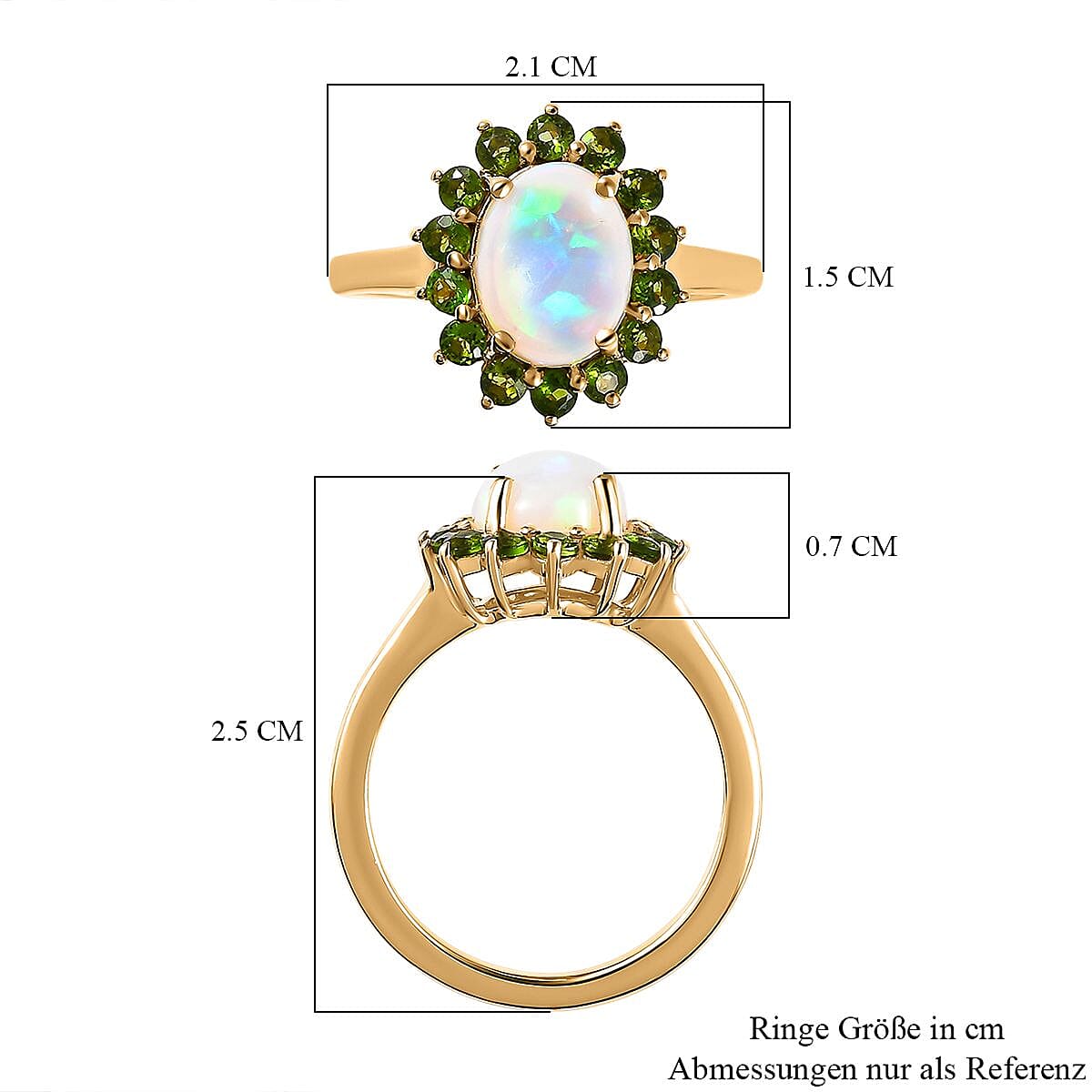 Ethiopian Welo Opal and Chrome Diopside 1.71 ctw Ring in 14K YG Over Sterling Silver (Size 10.0)