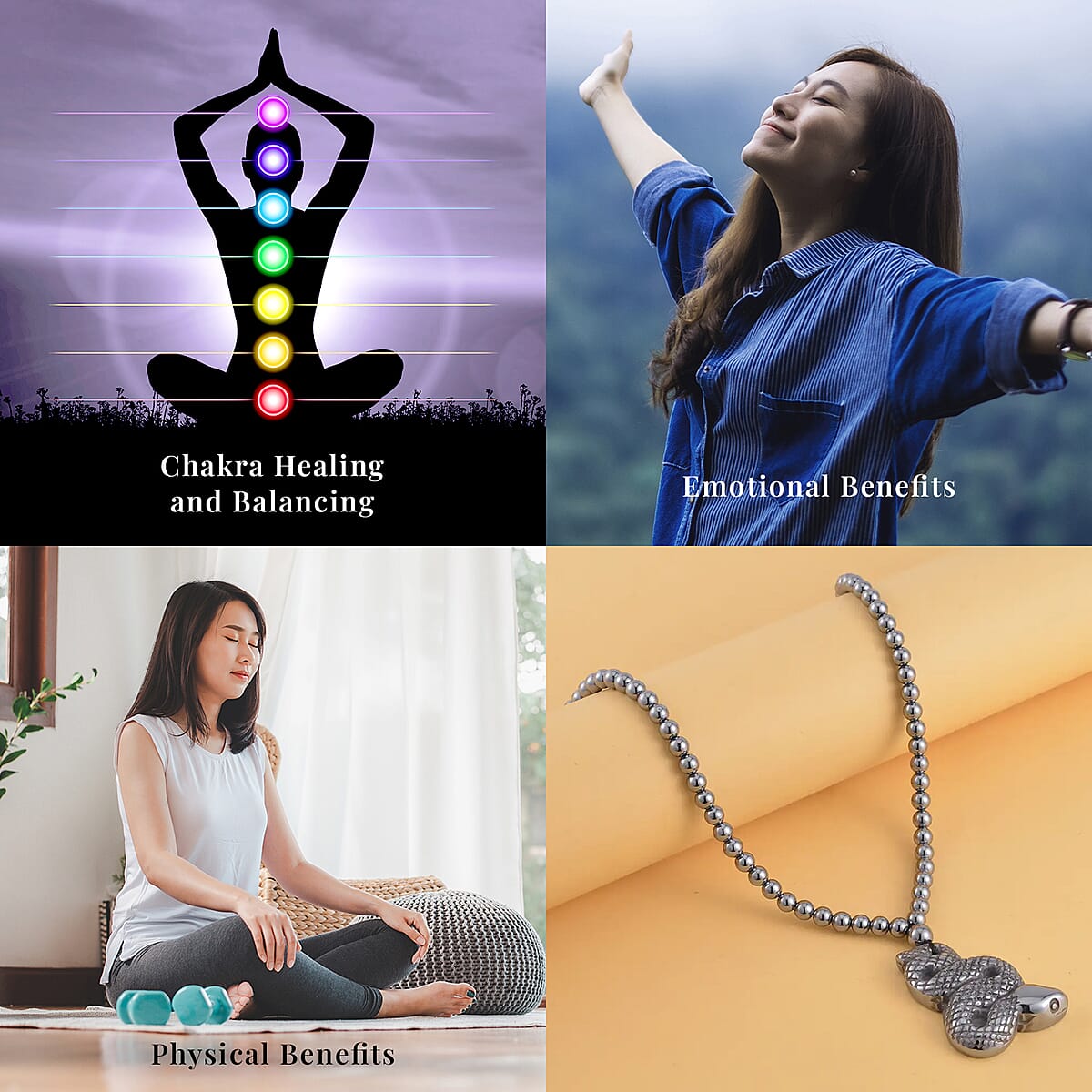 Terahertz 202.30 ctw Snake Carved Pendant with Beaded Necklace 20 Inches in Rhodium Over Sterling Silver image number 2