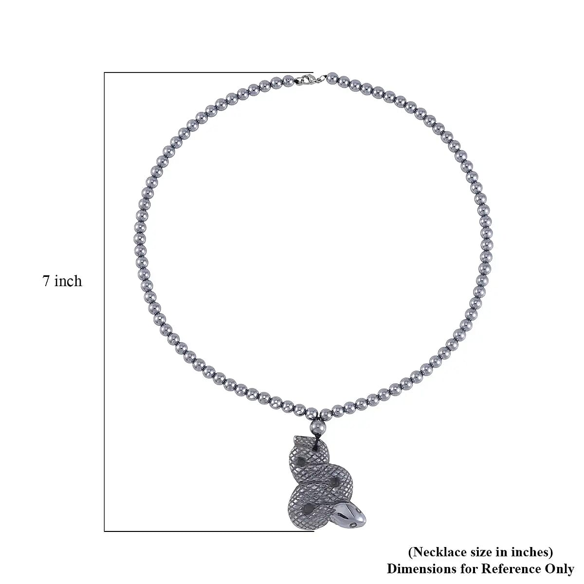 Terahertz 202.30 ctw Snake Carved Pendant with Beaded Necklace 20 Inches in Rhodium Over Sterling Silver image number 6