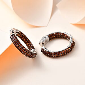 Mozambique Garnet Inside Out Hoop Earrings in Platinum Over Sterling Silver 2.85 ctw