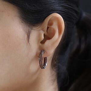 Mozambique Garnet Inside Out Hoop Earrings in Platinum Over Sterling Silver 2.85 ctw