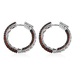Mozambique Garnet Inside Out Hoop Earrings in Platinum Over Sterling Silver 2.85 ctw