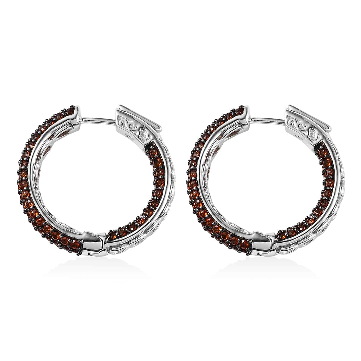 Mozambique Garnet Inside Out Hoop Earrings in Platinum Over Sterling Silver 2.85 ctw image number 3