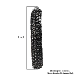 Thai Black Spinel Hoop Earrings in Platinum Over Sterling Silver 3.50 ctw