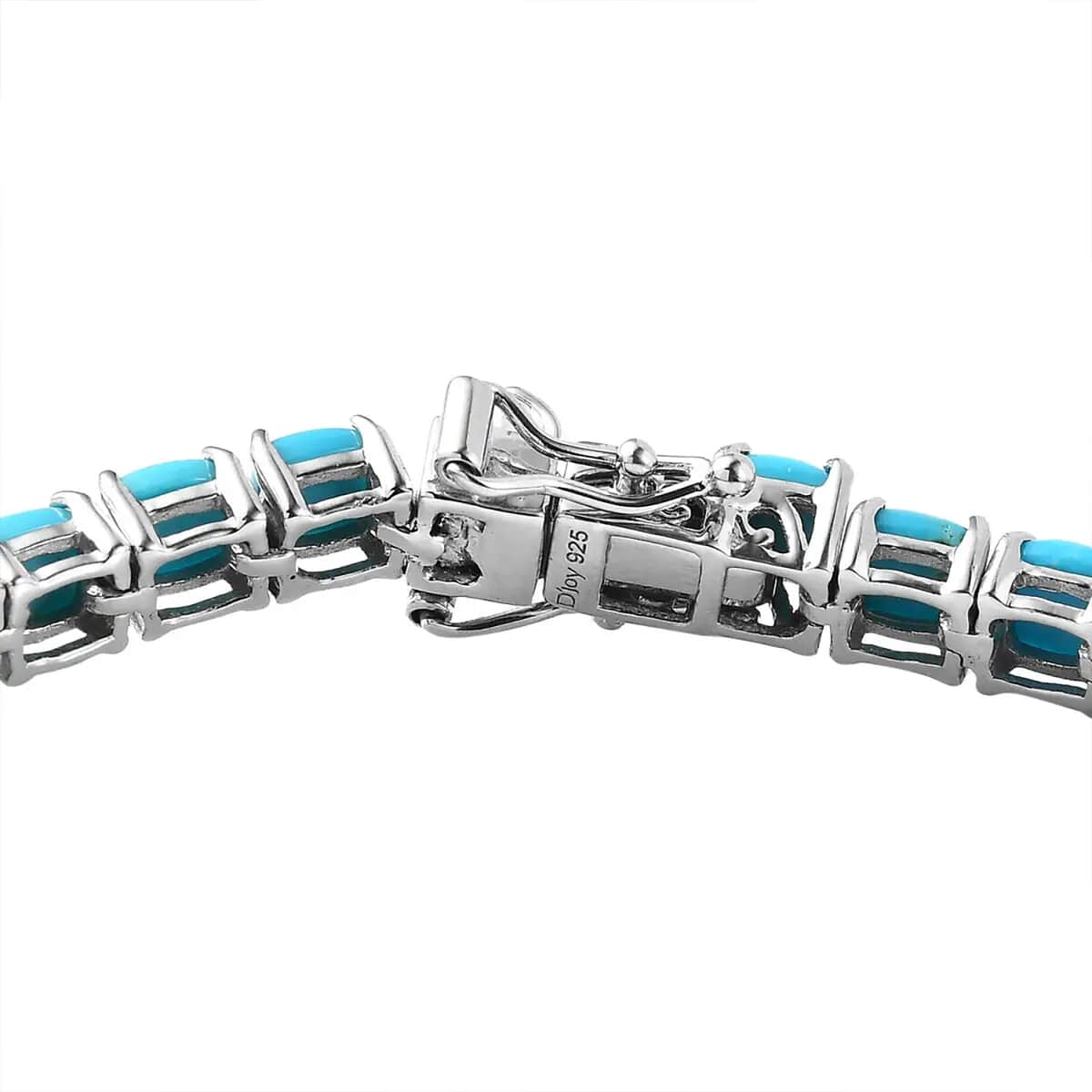 Premium Sleeping Beauty Turquoise Tennis Bracelet in Platinum Over Sterling Silver (7.25 In) 12.65 ctw image number 8