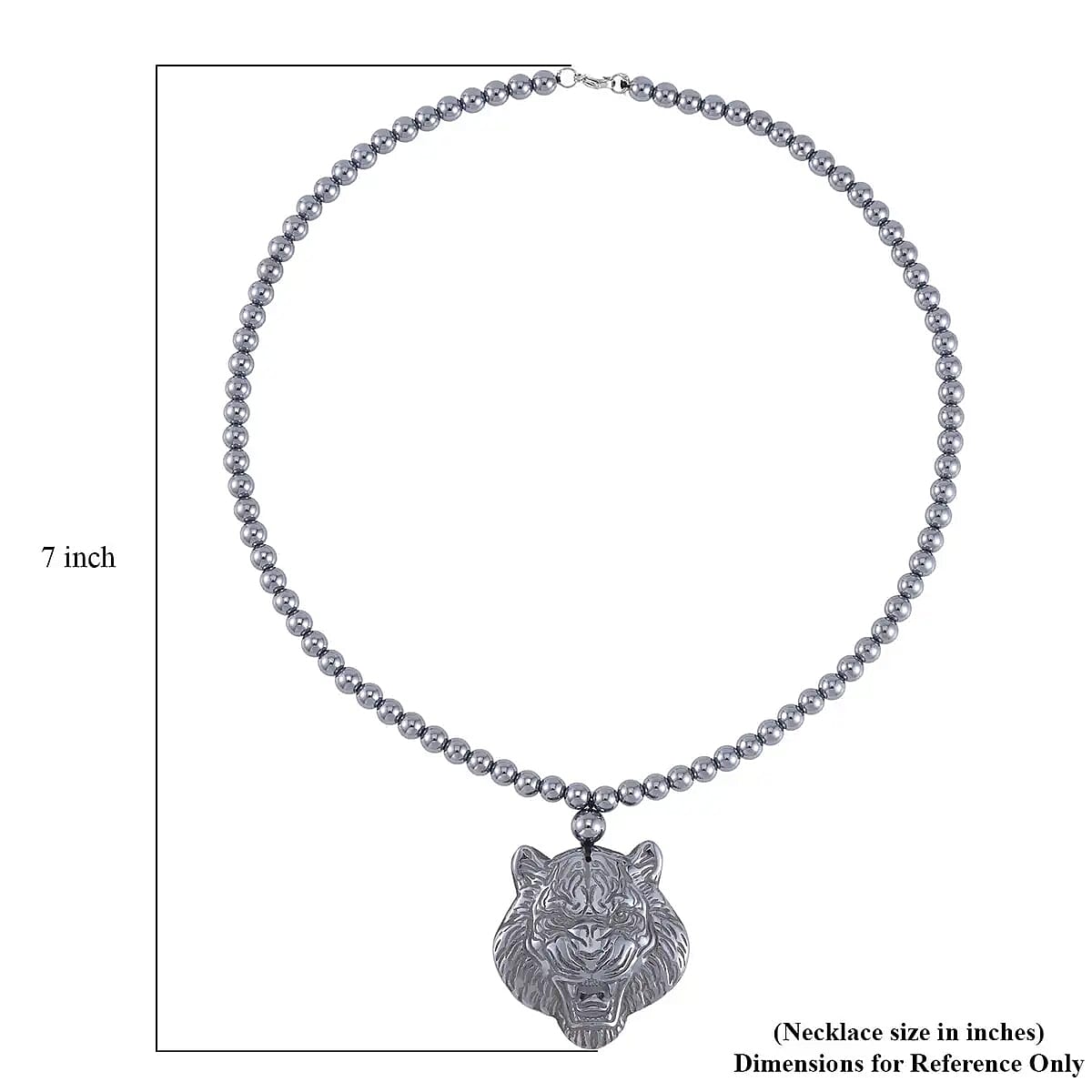Terahertz 219.10 ctw Carved Lion Pendant with Beaded Necklace 20 Inches in Rhodium Over Sterling Silver image number 6