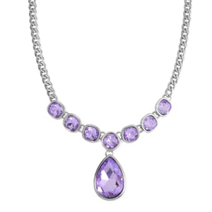 Simulated Purple Quartz Necklace in Silvertone 20-22 Inches