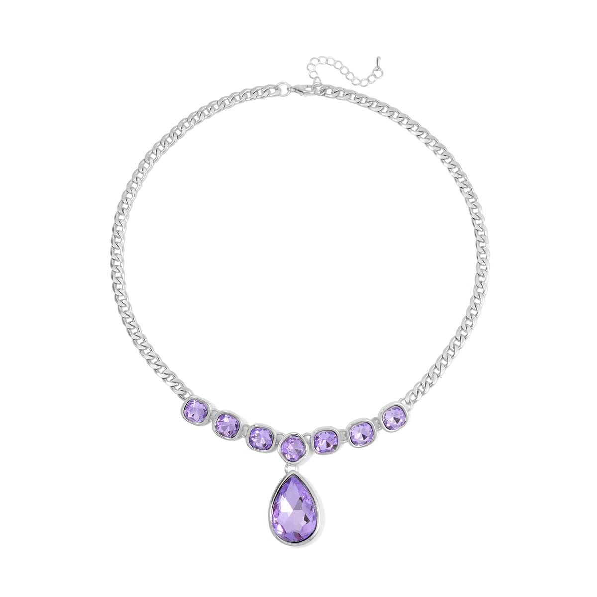 Simulated Purple Quartz Necklace in Silvertone 20-22 Inches image number 2