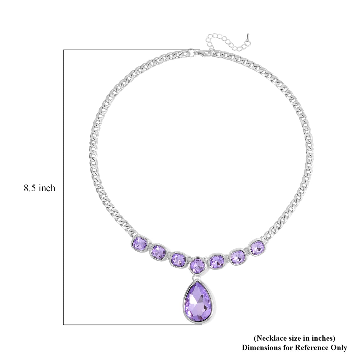 Simulated Purple Quartz Necklace in Silvertone 20-22 Inches image number 4