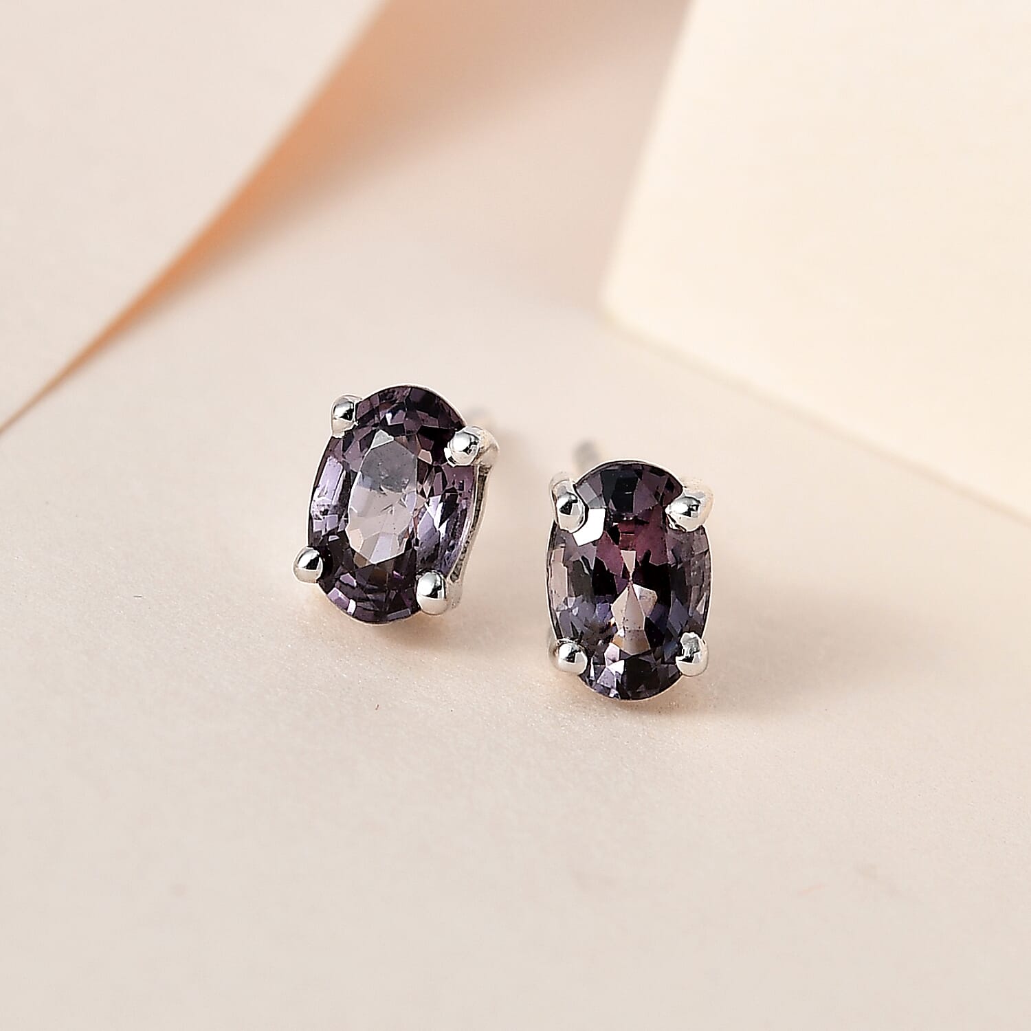 Tanzanian Platinum Spinel Stud Earrings in Platinum Over Sterling Silver 0.85 ctw