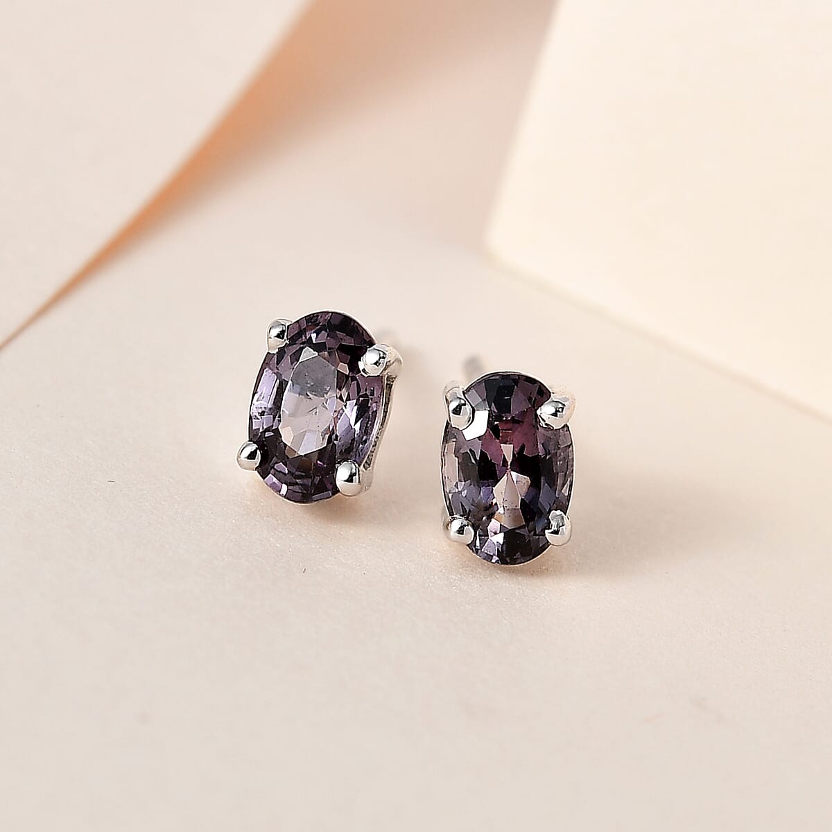 Platinum Spinel Stud Earrings in Platinum Over Sterling Silver 0.85 ctw image number 1