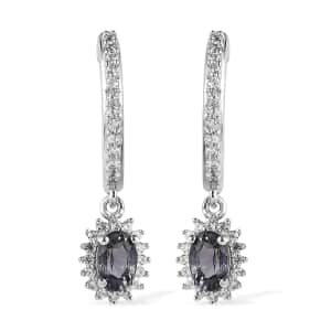 Tanzanian Platinum Spinel and White Zircon Dangling Earrings in Platinum Over Sterling Silver 1.70 ctw